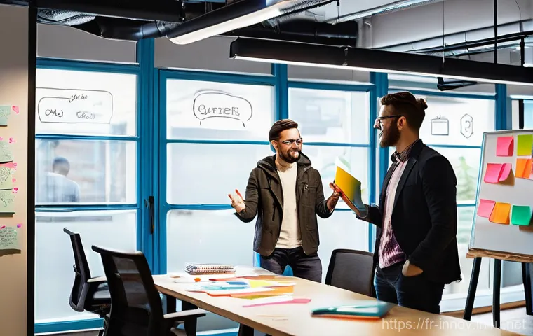 혁신경영컨설팅 클라이언트 유형별 접근법 - **Prompt for Start-up Agility and Open Innovation:**
    "A vibrant, diverse team of young professio...