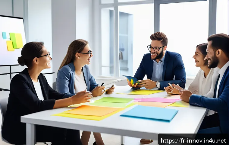 혁신경영컨설팅 워크숍 리더십 스킬 - A modern, bright office meeting room with a diverse team of professionals&mdash;young graduates, seniors, ...
