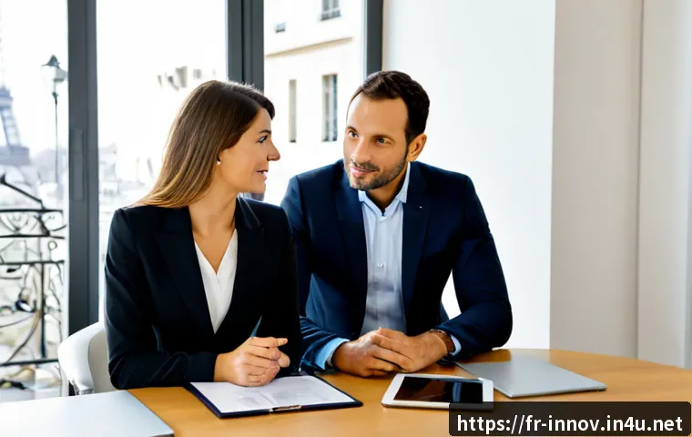 혁신경영컨설팅 면접 성공 전략 - Photorealistic French business consulting interview scene in a bright Paris office, confident job ca...